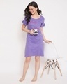 Shop Text & Heart Print Short Night Dress In Light Purple   100% Cotton-Full