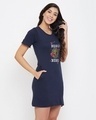 Shop Text & Heart Print Short Night Dress In Navy   Cotton Rich-Design