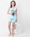 Shop Text Print Top & Shorts Set In Sky Blue  100% Cotton-Full