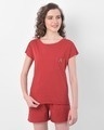Shop Top & Shorts Set In Red  Cotton Rich-Front