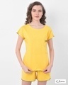 Shop Top & Shorts Set In Yellow   Cotton Rich-Front