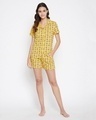 Shop Unicorn Print Button Me Up Shirt And Shorts Set In Yellow   Pure Cotton