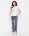 Shop Wild At Heart Top & Pyjama Set In Blue & Grey-Front