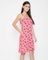 Shop Wine Glass Print Short Night Dress In Coral   Cotton Rich-Full