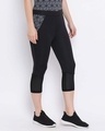 Shop Women's Active Capri Tights With Printed Sides & Mesh Bottom  Black-Design