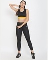 Shop Women's Black & Yellow Color Block Slim Fit Tights-Front