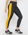 Shop Women's Black & Yellow Color Block Slim Fit Tights-Full
