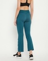 Shop Women's Green Flared Slim Fit Yoga Pants-Full