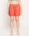 Shop Women's Orange All Over Floral Printed Boxer Shorts-Front