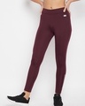 Shop Women's Purple Striped Activewear Tights-Front