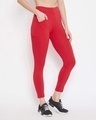 Shop Women's Snug Fit Active Ankle Length Tights In Red   Cotton Rich-Design
