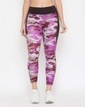 Shop Women's Snug Fit Active Camouflage Print Ankle Length Tights In Purple-Front