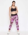 Shop Women's Snug Fit Active Camouflage Print Ankle Length Tights In Purple