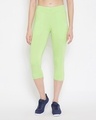 Shop Women's Snug Fit Active Capri In Lime Green   Cotton Rich-Front