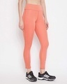 Shop Women's Snug Fit Active Text Print Ankle Length Tights In Coral Orange-Front