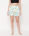 Shop Women's White All Over Floral Printed Boxer Shorts-Front