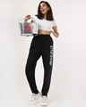 Shop Women's Black Coca Cola Typography Relaxed Fit Joggers-Front