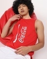 Shop Men's Red Coca Cola Wave Typography Vest-Front