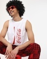Shop Men's White Coca Cola Wave Typography Vest-Front