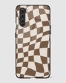 Shop Coffee Brown Checkered Print Premium Glass Case for OnePlus Nord-Front