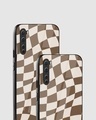 Shop Coffee Brown Checkered Print Premium Glass Case for OnePlus Nord-Design