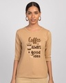 Shop Coffee Is A Good Idea 3/4th Sleeve T-Shirt-Front