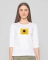 Shop Coffee On My Mind Block Round Neck 3/4th Sleeve T-Shirt White-Front