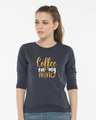 Shop Coffee On My Mind Round Neck 3/4th Sleeve T-Shirt-Front