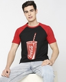 Shop Men's Black Coke Sip Up Graphic Printed Raglan T-shirt-Front
