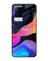 Shop Colorful Fluid Printed Premium Glass Cover for IQOO9 5G (Shockproof, Light Weight)-Front