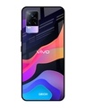 Shop Colorful Fluid Printed Premium Glass Cover for Vivo Y73 (Shockproof, Light Weight)-Front