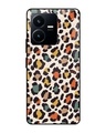 Shop Colorful Leopard Printed Premium Glass Case for Vivo Y22 (Shock Proof,Scratch Resistant)-Front