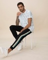 Shop Colorful Stripe Fleece Sports Trim Joggers-Full