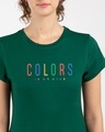 Shop Colors In My Mind Half Sleeve Printed T-Shirt Dark Forest Green-Front