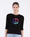 Shop Colors Of Peace Round Neck 3/4th Sleeve T-Shirt-Front