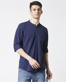 Shop Comfort Pique Knit Navy Shirt-Front
