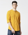 Shop Comfort Stretch Pique Knit Mustard Shirt-Front