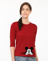Shop Coming Through Mickey Round Neck 3/4th Sleeve T-Shirt (DL)-Front