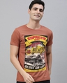 Shop Brown Graphic T Shirt-Front