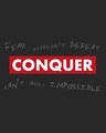 Shop Men's Black Conquer Strip Typography Hoodie T-shirt-Full