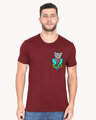 Shop Pocket Design T-Shirt Maroon-Front