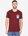 Shop Pocket Design T-Shirt Maroon-Front
