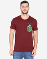Shop Pocket Design T-Shirt Maronn-Front