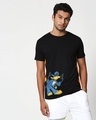 Shop Cool Daffy Contrast Side Seam Panel T-Shirt (LTL) Black-Neon Orange-Front