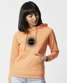 Shop Women's Orange Cool Radiation Typography Hoodie-Front