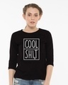 Shop Cool Shit Round Neck 3/4th Sleeve T-Shirt-Front