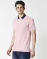 Shop Coral Blush Half Sleeve Contrast Zipper Polo-Design