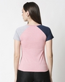 Shop Women's Pink Color Block Raglan Melange Slim Fit T-shirt-Full