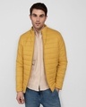 Shop Corn Yellow Plain Puffer Jacket-Front