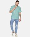 Shop Men Short Sleeve Cotton Printed Jaipuri Block Geometric Sea Green Shirt-Full